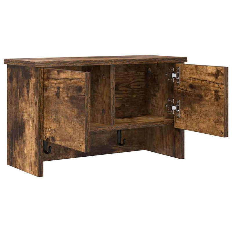vidaXL Fali Kabáthorog polcokkal Füstölt tölgy 50 x 20 x 30 cm Faanyag