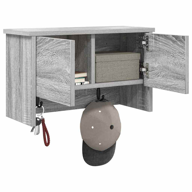 vidaXL Fali Kabáthorog polcokkal Szürke sonoma 50 x 20 x 30 cm Faanyag