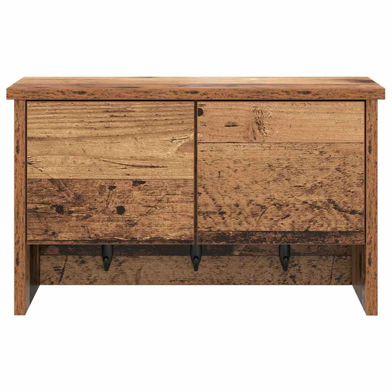 vidaXL Fali Kabáthorog polcokkal Régi fa 50 x 20 x 30 cm Faanyag