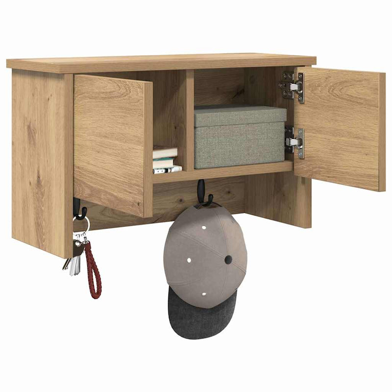 vidaXL Fali Kabáthorog ajtóval kézműves tölgy 50 x 20 x 30 cm Faanyag