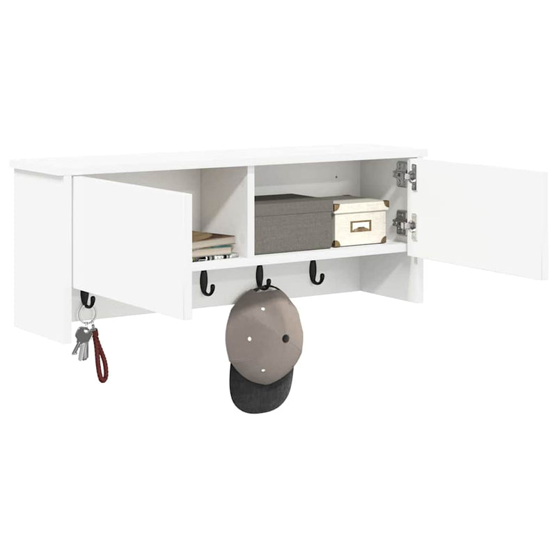 vidaXL Fali Kabáthorog polcokkal ajtóval Fehér 80 x 20 x 30 cm Faanyag