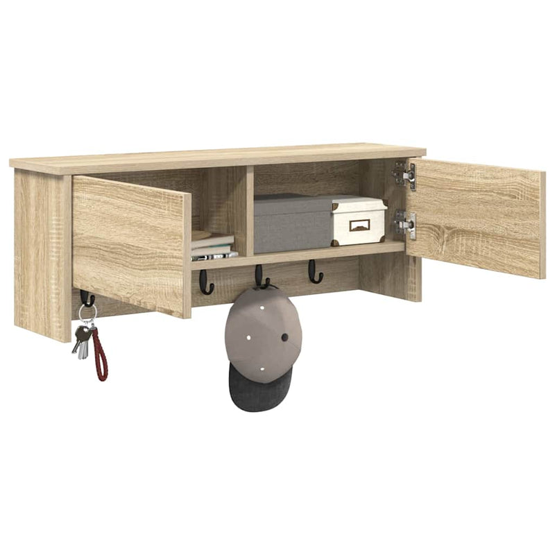 vidaXL Fali Kabáthorog polcokkal sonoma tölgy 80 x 20 x 30 cm Faanyag