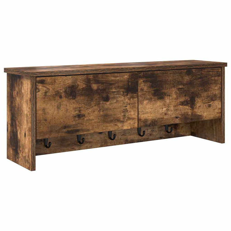 vidaXL Fali Kabáthorog polcokkal Füstölt tölgy 80 x 20 x 30 cm Faanyag