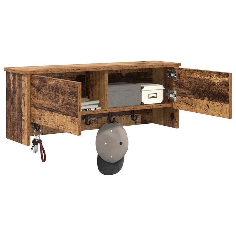 vidaXL Fali Kabáthorog polcokkal Régi fa 80 x 20 x 30 cm Faanyag