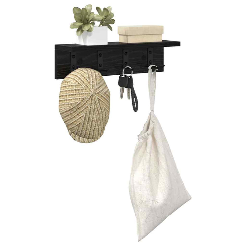 vidaXL Fali Kabáthorog Musta tammi 40 x 10.5 x 10.5 cm Faanyag