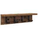 vidaXL Fali Kabáthorog tárolóval Öreg fa 40 x 10,5 x 10,5 cm Faanyag