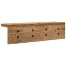vidaXL Fali Kabáthorog tárolóval Öreg fa 40 x 10,5 x 10,5 cm Faanyag