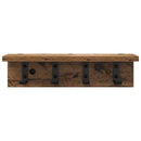 vidaXL Fali Kabáthorog tárolóval Öreg fa 40 x 10,5 x 10,5 cm Faanyag