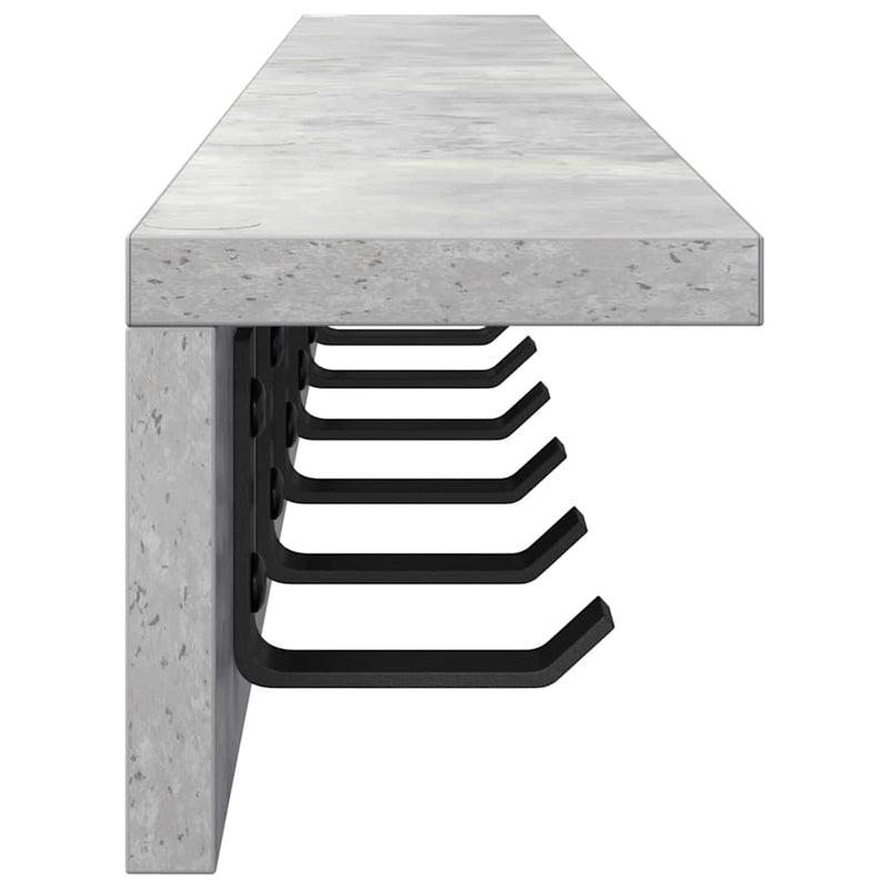 vidaXL Fali Kabáthorog Beton szürke 100 x 10.5 x 10.5 cm Faanyag