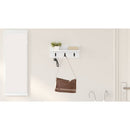 vidaXL Fali Kabáthorog tárolóval Fehér 40 x 10,5 x 18 cm Faanyag