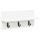 vidaXL Fali Kabáthorog tárolóval Fehér 40 x 10,5 x 18 cm Faanyag
