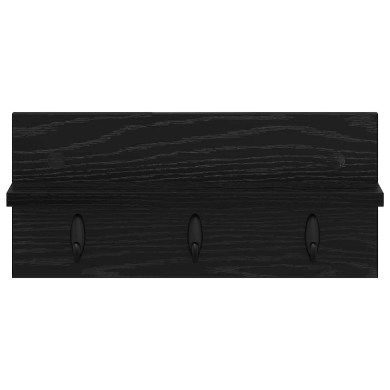 vidaXL Fali Kabáthorog polcokkal Musta tammi 40 x 10.5 x 18 cm Faanyag