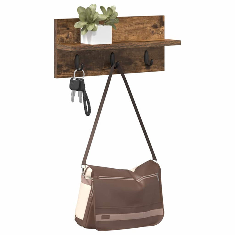 vidaXL Fali Kabáthorog Füstölt tölgy 40 x 10.5 x 18 cm Faanyag
