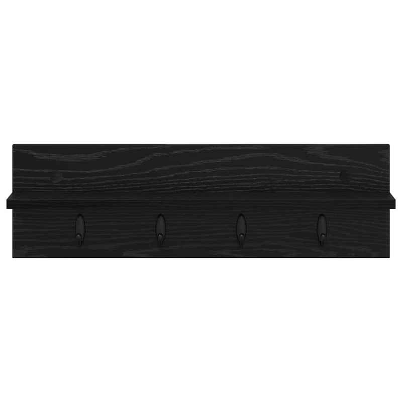 vidaXL Fali Kabáthorog polcokkal Musta tammi 60 x 10.5 x 18 cm Faanyag