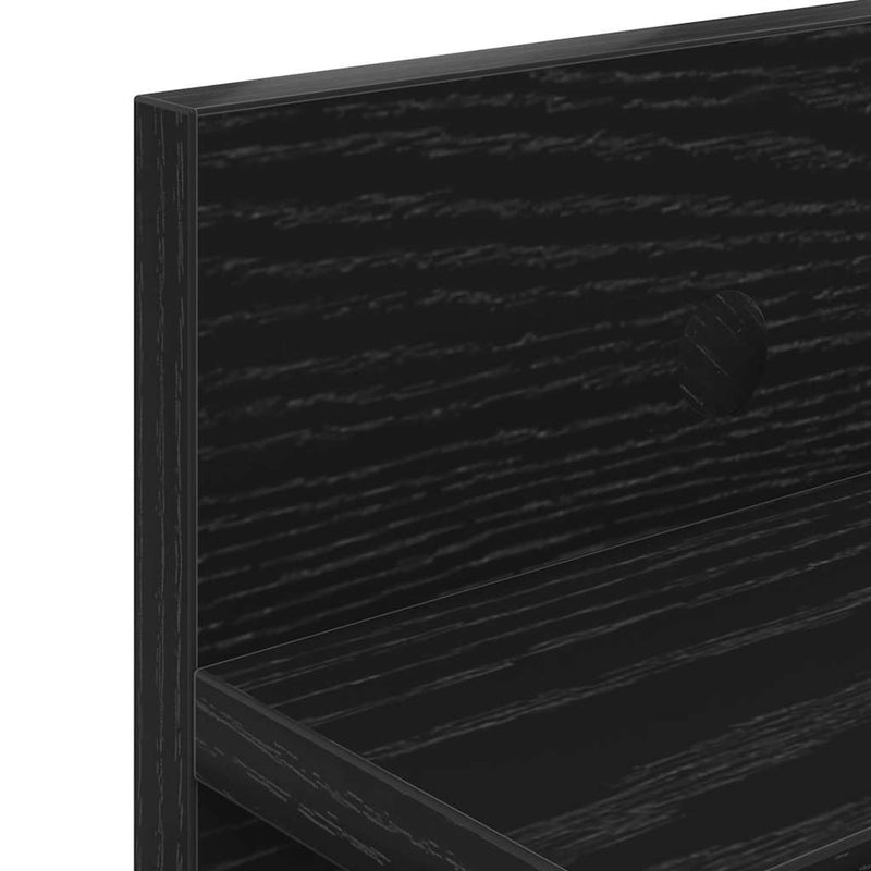 vidaXL Fali Kabáthorog polcokkal Musta tammi 80 x 10.5 x 18 cm Faanyag