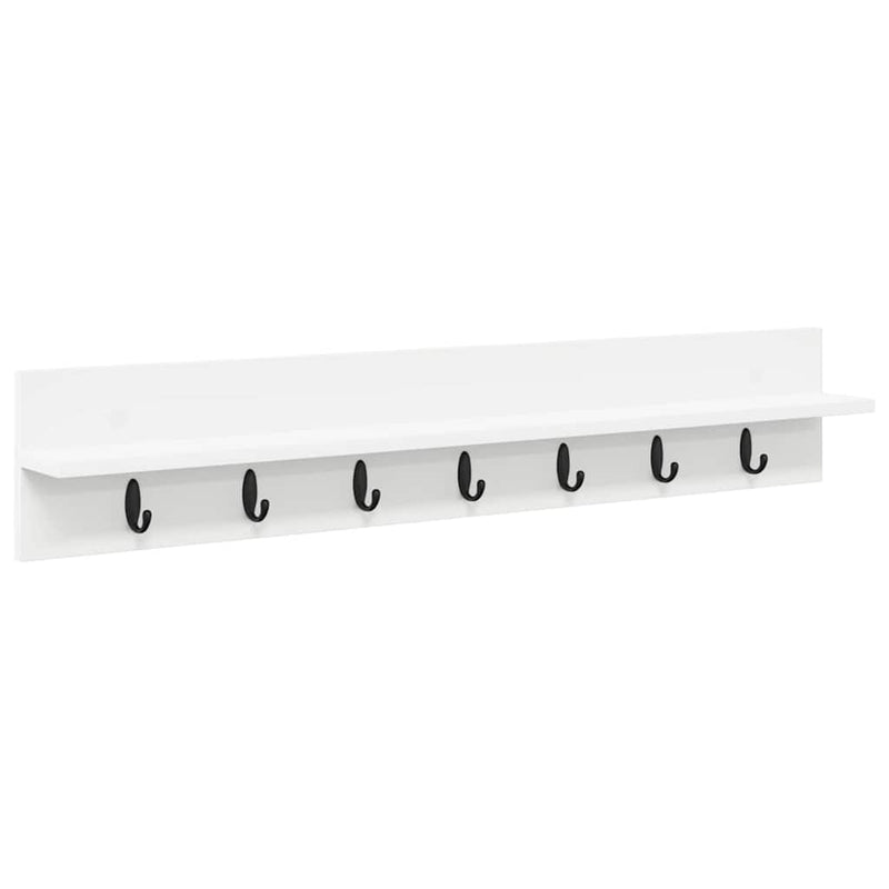 vidaXL Fali Kabáthorog polcokkal Fehér 100 x 10.5 x 18 cm Faanyag