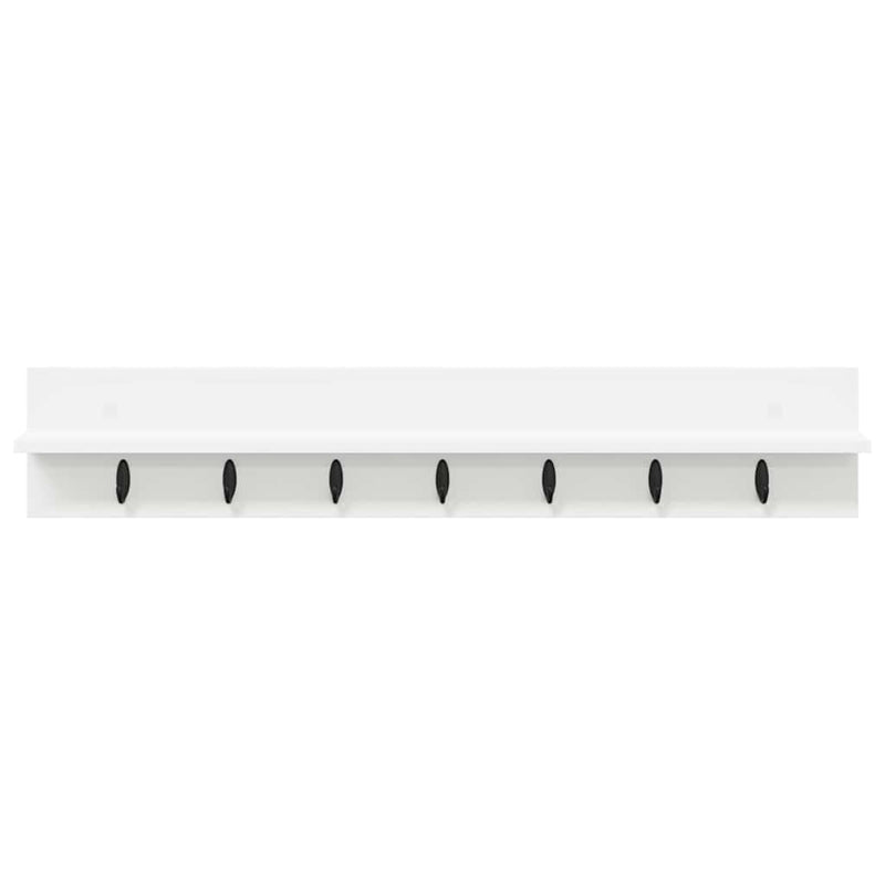 vidaXL Fali Kabáthorog polcokkal Fehér 100 x 10.5 x 18 cm Faanyag