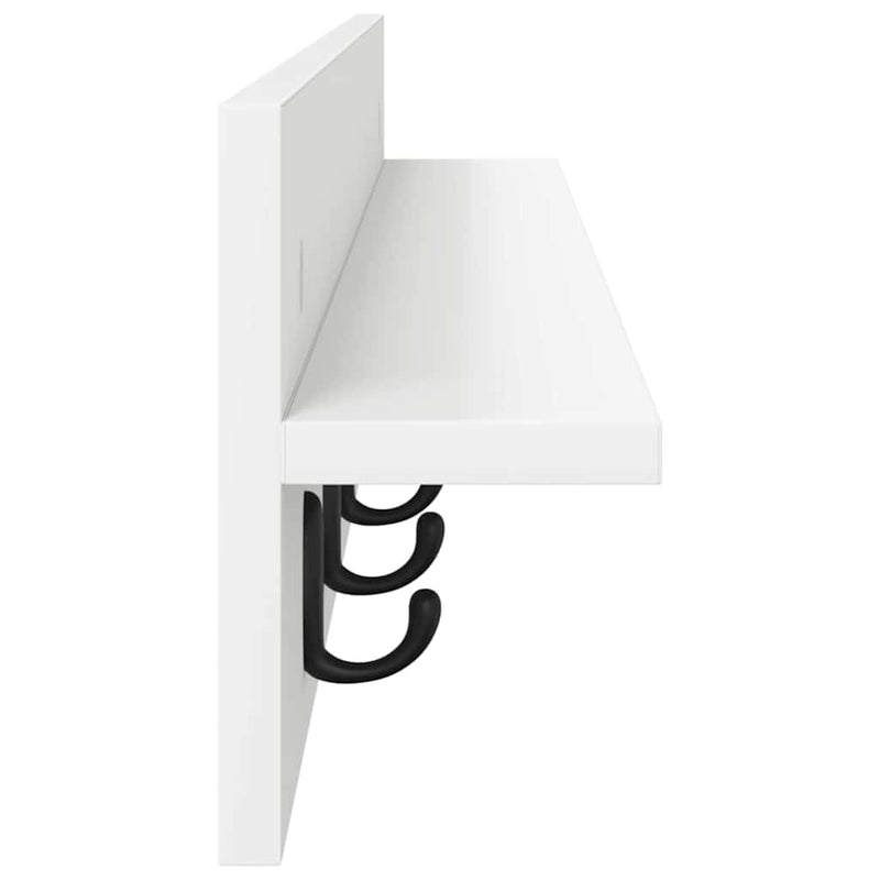 vidaXL Fali Kabáthorog polcokkal Fehér 100 x 10.5 x 18 cm Faanyag
