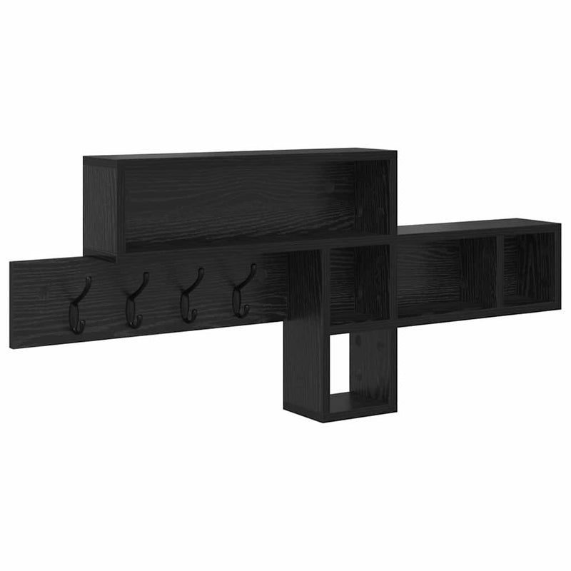 vidaXL Fali Kabáthorog Musta tammi 100 x 12 x 43.5 cm Faanyag