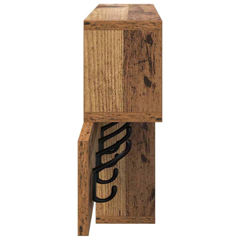 vidaXL Fali Kabáthorog polcokkal Régi fa 100 x 12 x 43.5 cm Faanyag