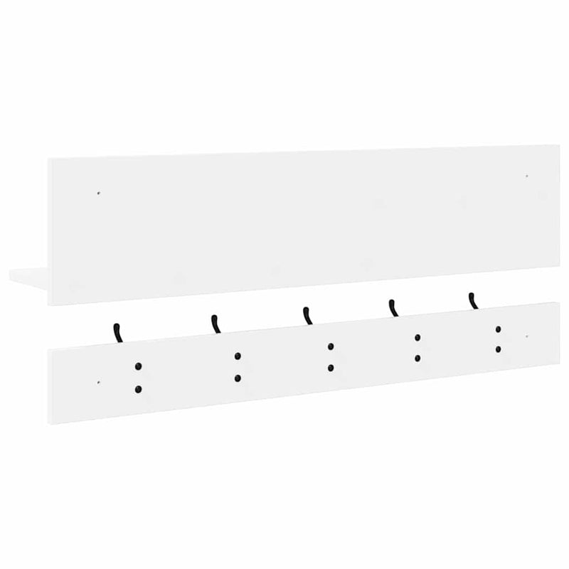 vidaXL Fali Kabáthorog polcokkal Fehér 90 x 15 x 36 cm Faanyag