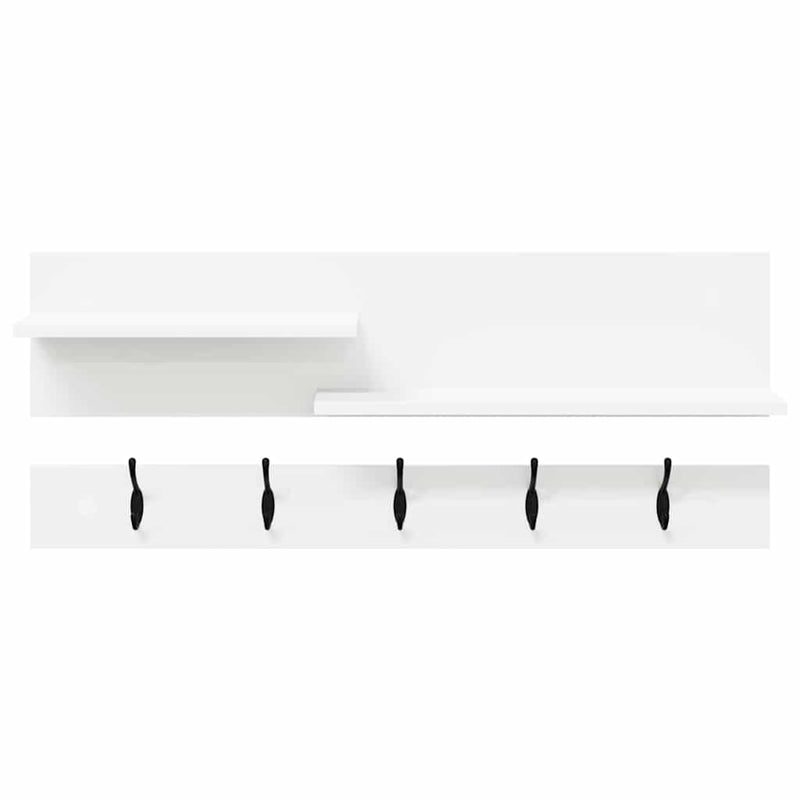 vidaXL Fali Kabáthorog polcokkal Fehér 90 x 15 x 36 cm Faanyag