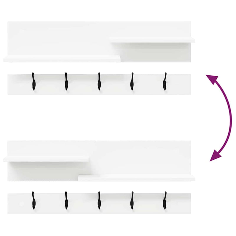 vidaXL Fali Kabáthorog polcokkal Fehér 90 x 15 x 36 cm Faanyag