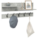vidaXL Fali Kabáthorog polcokkal Beton Szürke 90 x 15 x 36 cm Faanyag