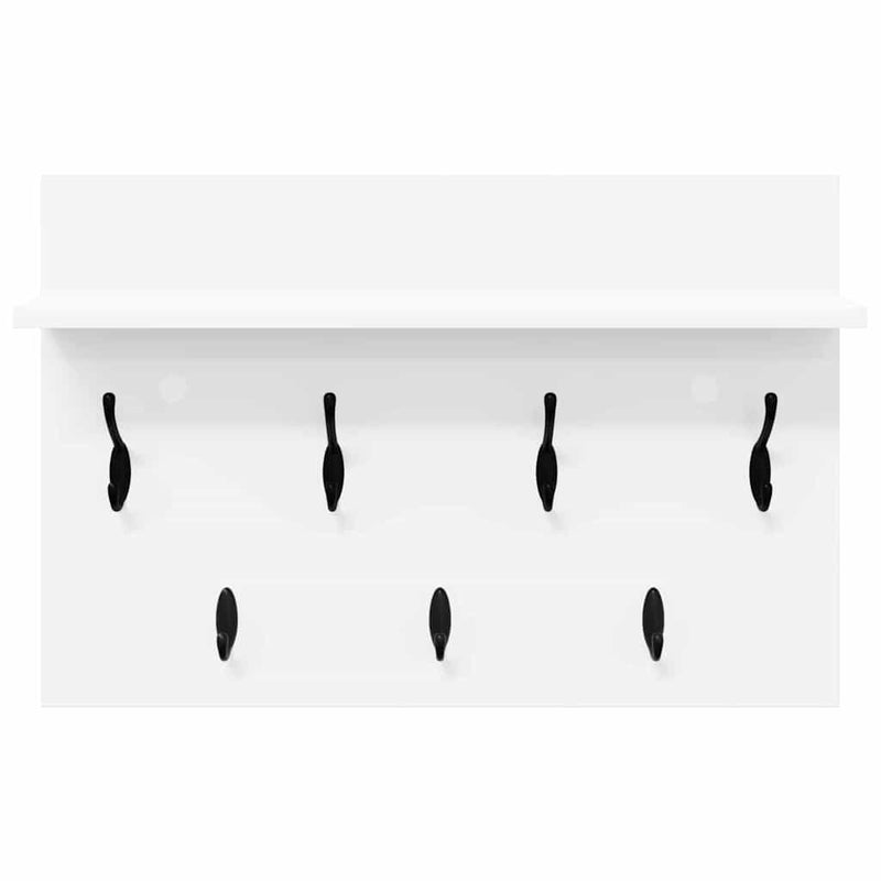 vidaXL Fali Kabáthorog polcokkal Fehér 60 x 40 x 12 cm Faanyag