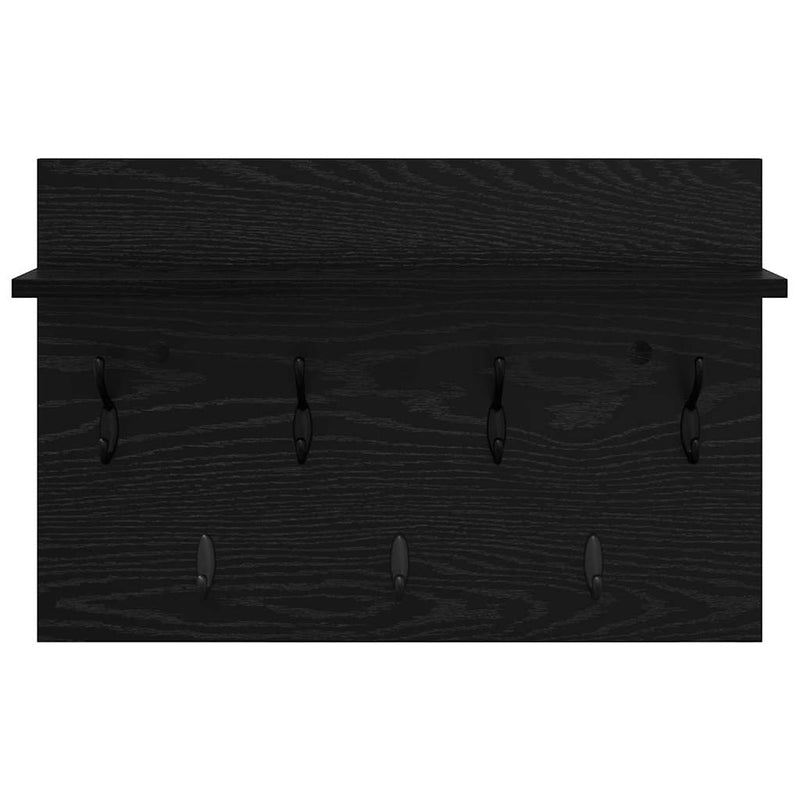 vidaXL Fali Kabáthorog polcokkal Musta tammi 60 x 40 x 12 cm Faanyag