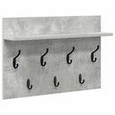 vidaXL Fali Kabáthorog polcokkal Beton Szürke 60 x 40 x 12 cm Faanyag