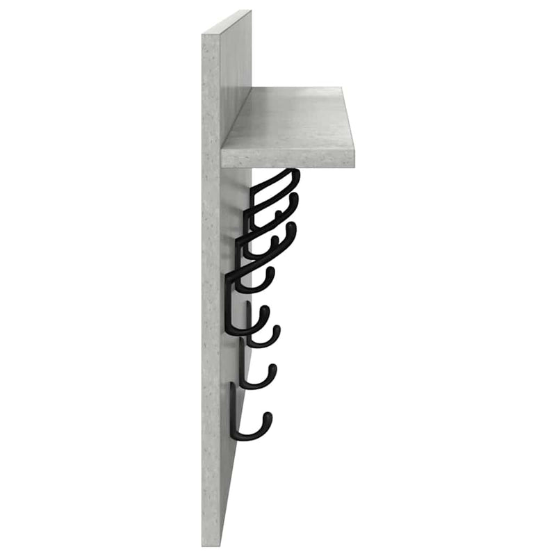 vidaXL Fali Kabáthorog polcokkal Beton szürke 60 x 40 x 12 cm Faanyag