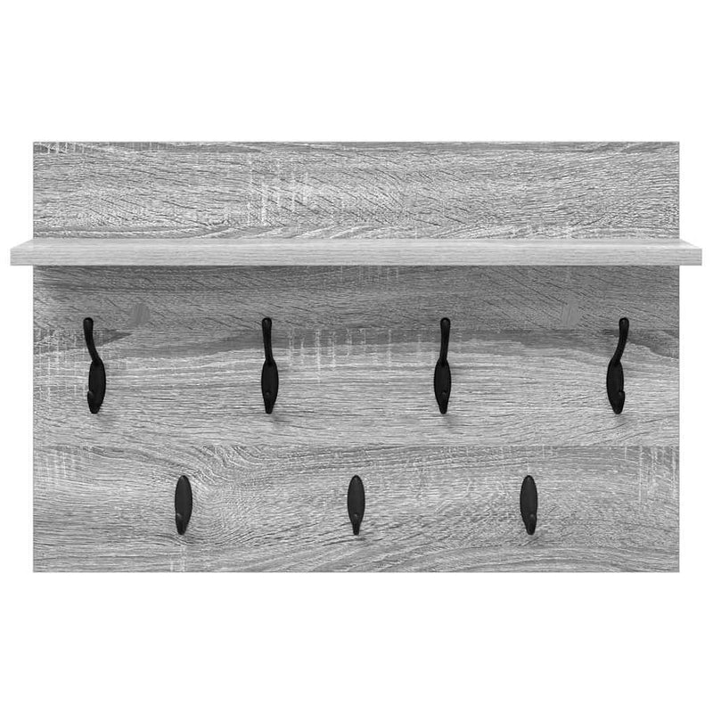 vidaXL Fali Kabáthorog polcokkal Szürke sonoma 60 x 40 x 12 cm Faanyag