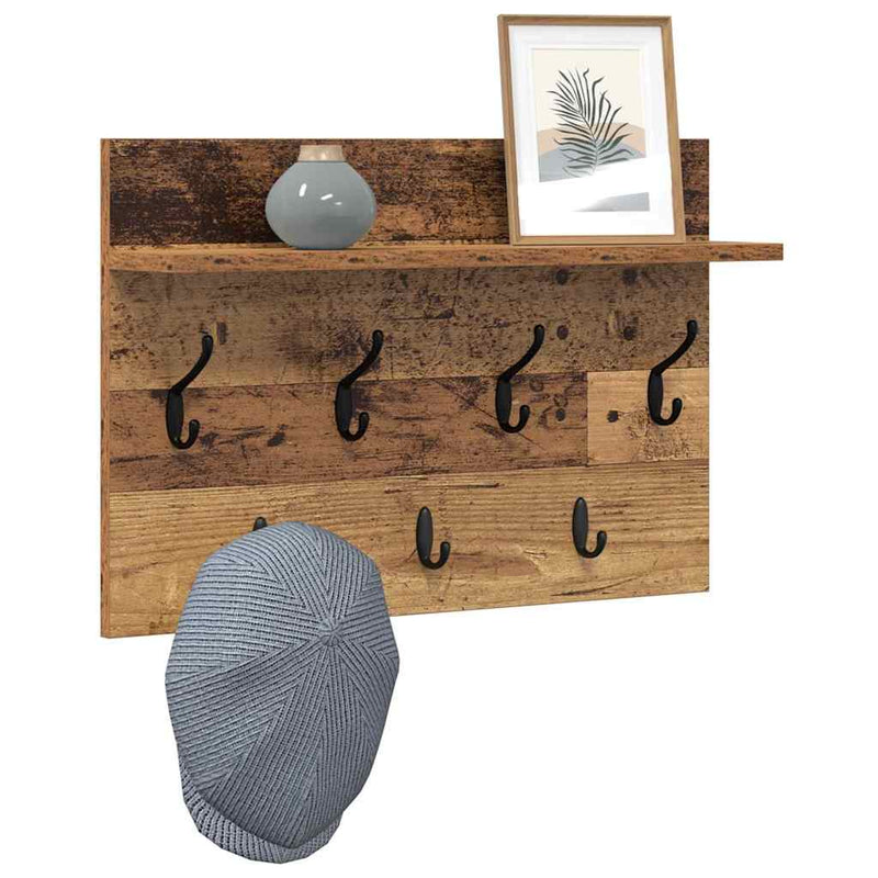 vidaXL Fali Kabáthorog polcokkal Régi fa 60 x 40 x 12 cm Faanyag