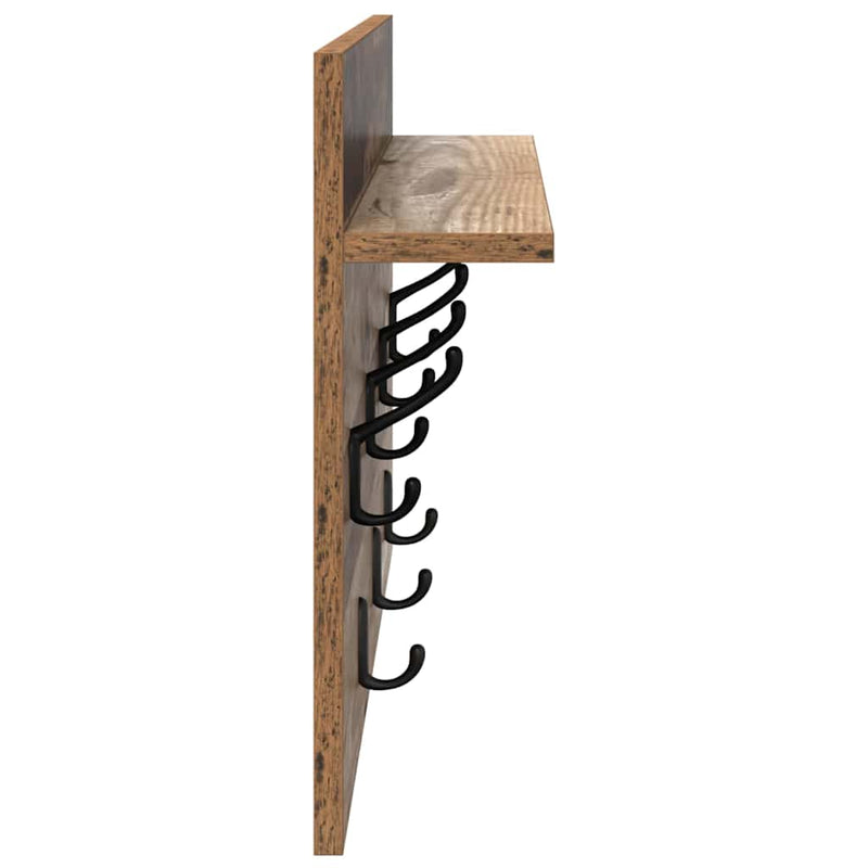 vidaXL Fali Kabáthorog polcokkal Régi fa 60 x 40 x 12 cm Faanyag