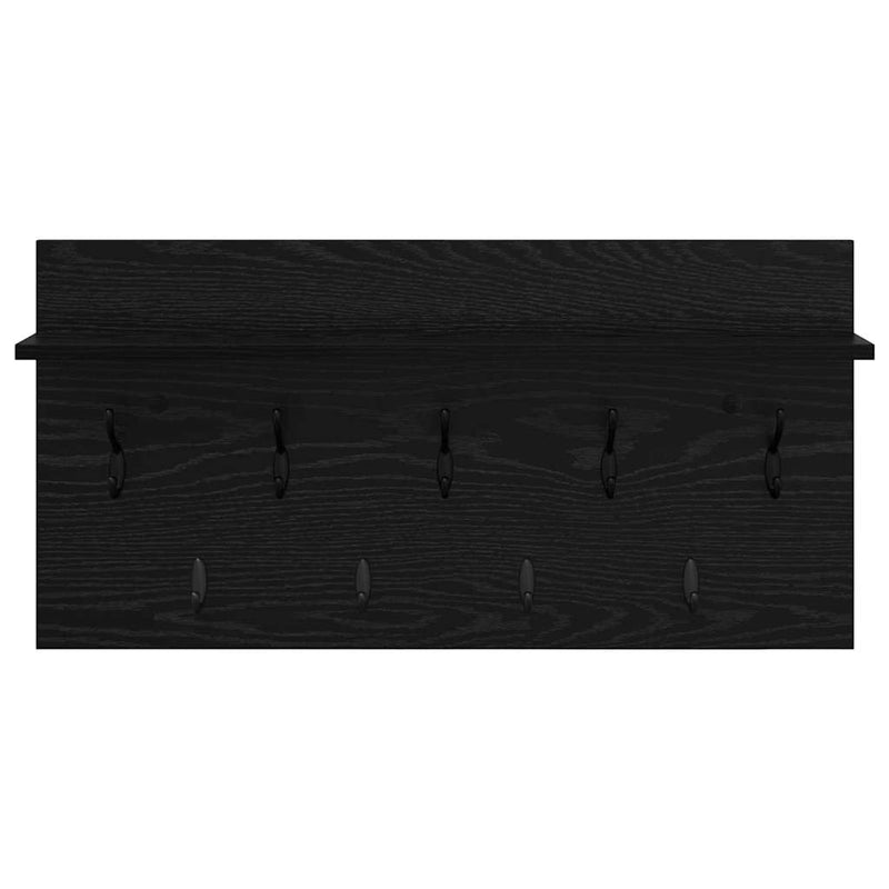 vidaXL Fali Kabáthorog polcokkal Musta tammi 80 x 40 x 12 cm Faanyag