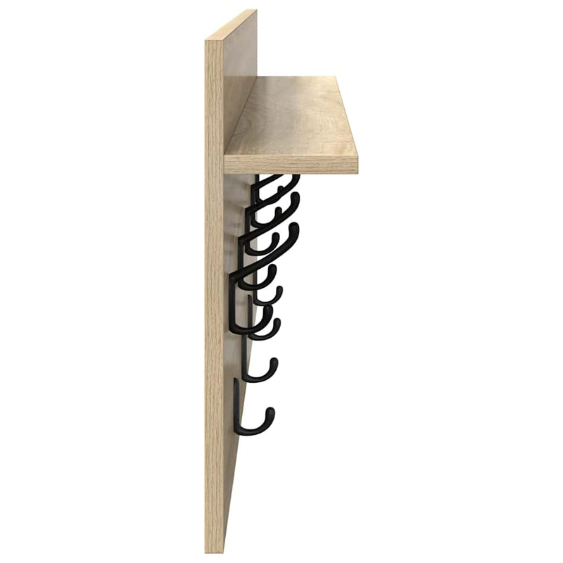 vidaXL Fali Kabáthorog polcokkal sonoma tölgy 80 x 40 x 12 cm Faanyag