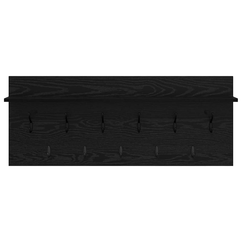 vidaXL Fali Kabáthorog polcokkal Falra szerelhető Musta tammi Faanyag