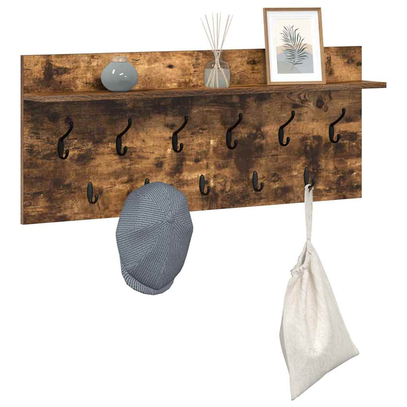 vidaXL Fali Kabáthorog polcokkal tárolóval Füstölt tölgy Faanyag