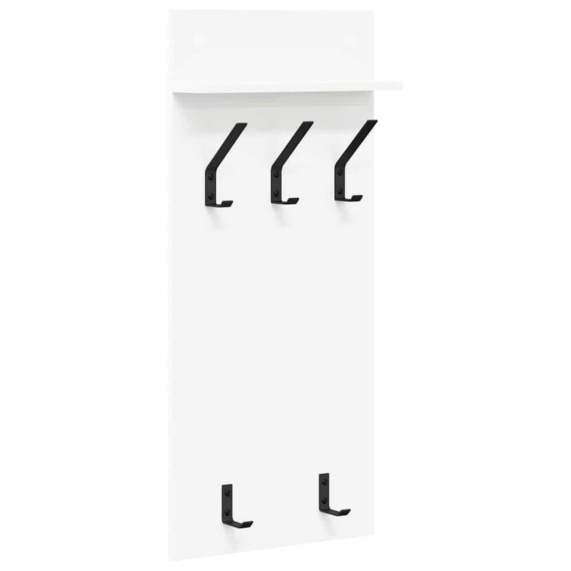 vidaXL Fali Kabáthorog polcokkal Fehér 90 x 40 x 10 cm Faanyag