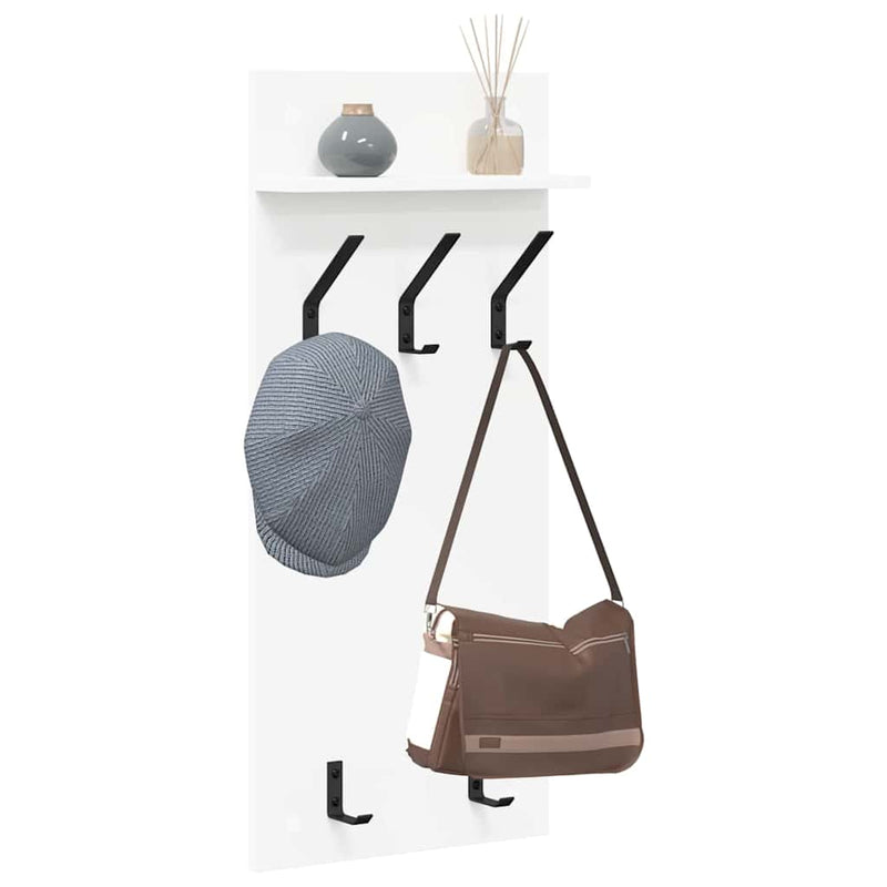 vidaXL Fali Kabáthorog polcokkal Fehér 90 x 40 x 10 cm Faanyag