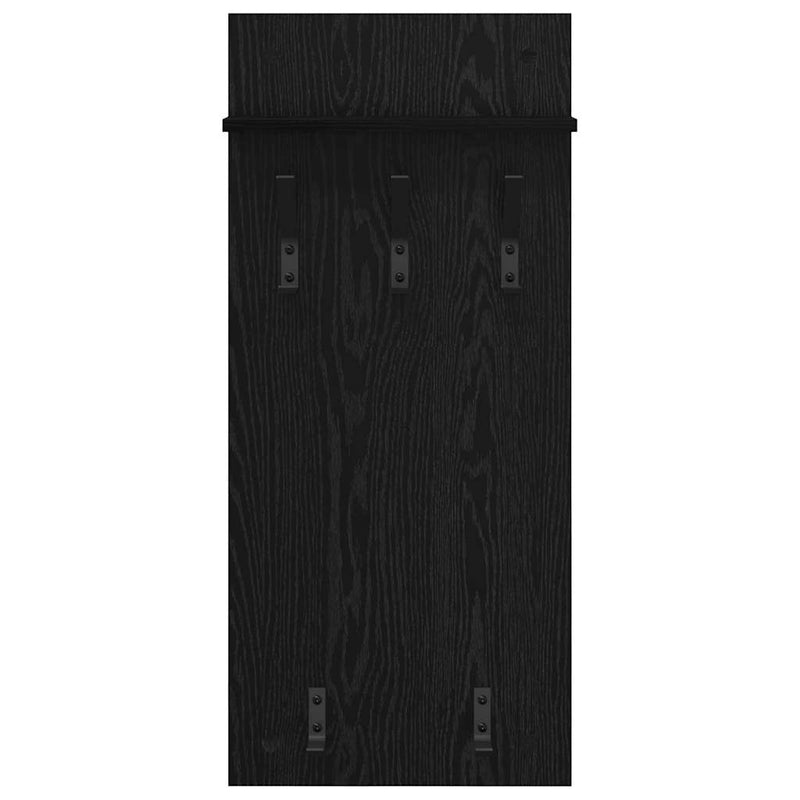 vidaXL Fali Kabáthorog polcokkal Musta tammi 90 x 40 x 10 cm Faanyag