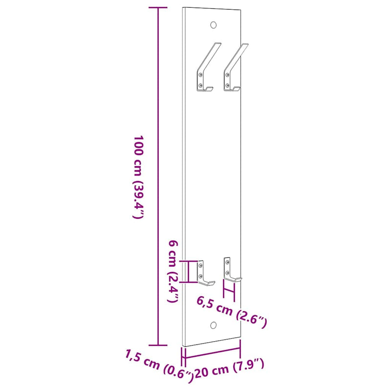 vidaXL Fali Kabáthorog Beton szürke 20 x 1.5 x 100 cm Faanyag