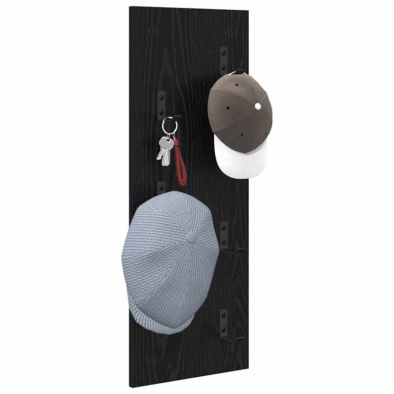 vidaXL Fali Kabáthorog Musta tammi 30 x 1.5 x 80 cm Faanyag