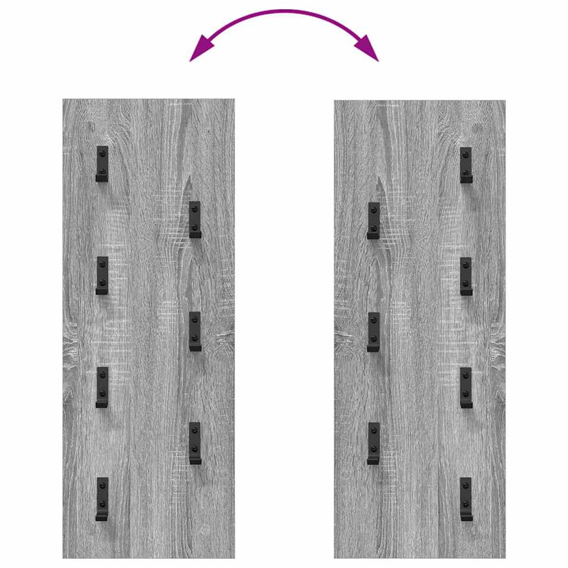 vidaXL Fali Kabáthorog Szürke sonoma 30 x 1.5 x 80 cm Faanyag