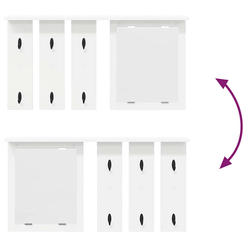 vidaXL Fali Kabáthorog polcokkal Fehér 85 x 10 x 45 cm Faanyag