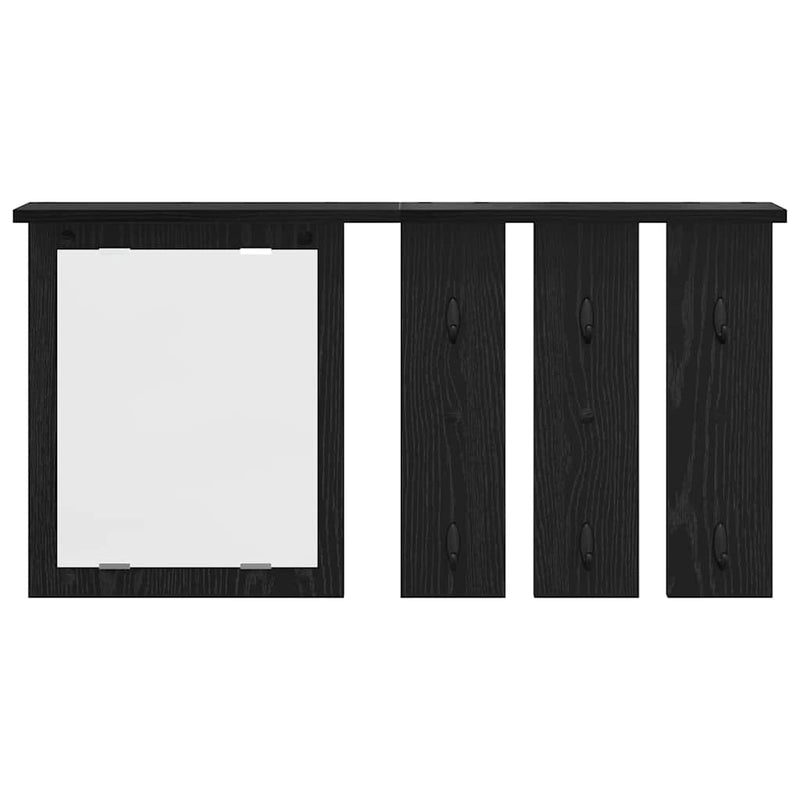 vidaXL Fali Kabáthorog polcokkal Musta tammi 85 x 10 x 45 cm Faanyag