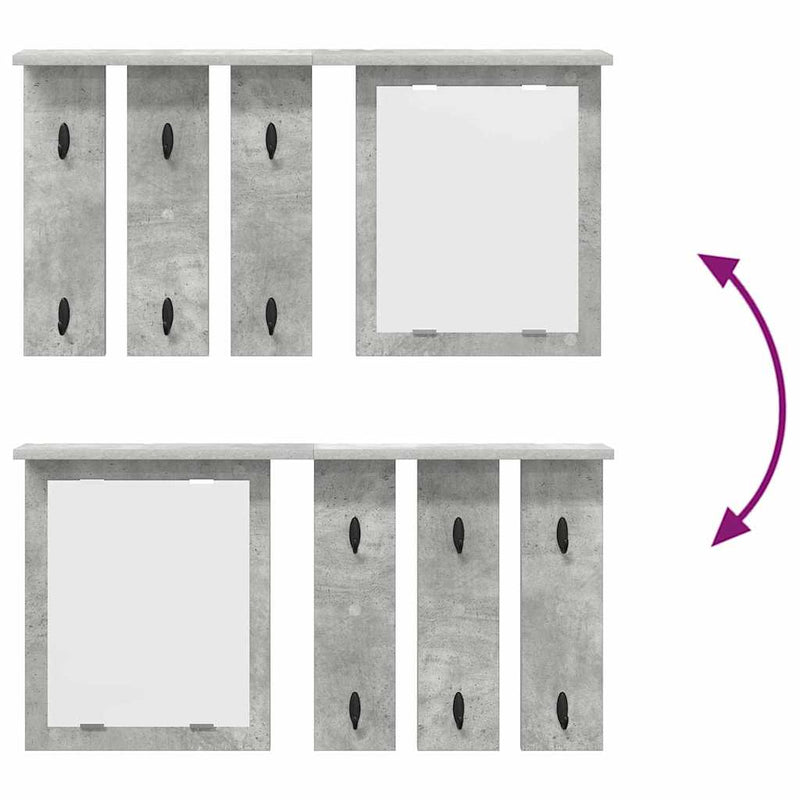 vidaXL Fali Kabáthorog polcokkal Beton szürke 85 x 10 x 45 cm Faanyag