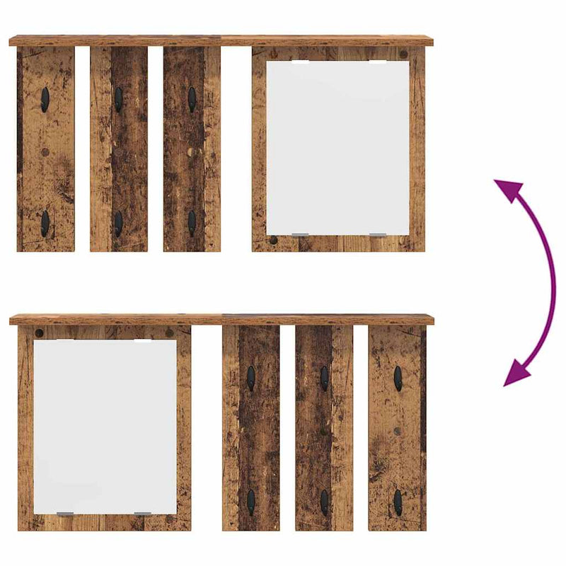 vidaXL Fali Kabáthorog polcokkal Régi fa 85 x 10 x 45 cm Faanyag