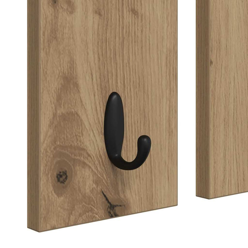 vidaXL Fali Kabáthorog tükörrel kézműves tölgy 85 x 10 x 45 cm Faanyag